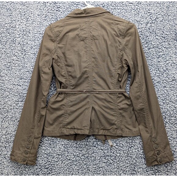 American Eagle Y2K Cargo Jacket Juniors S Velvet Tie Military Canvas Boho Brown - Picture 2 of 13